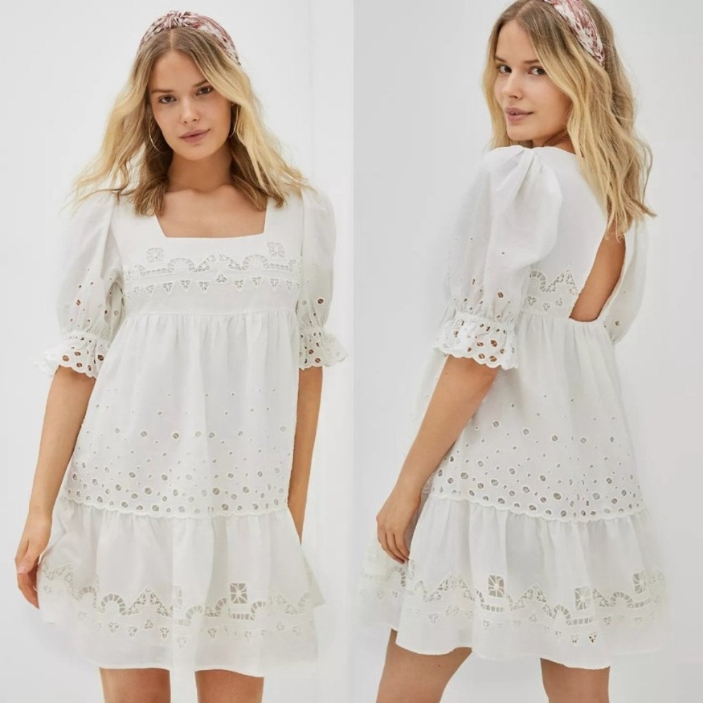 Anthropologie Audrina eyelet dress new white